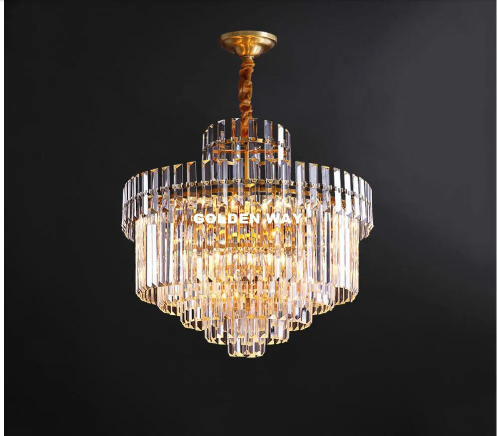 [Bronzo] Bronze Crystal Chandelier Golden Pendant