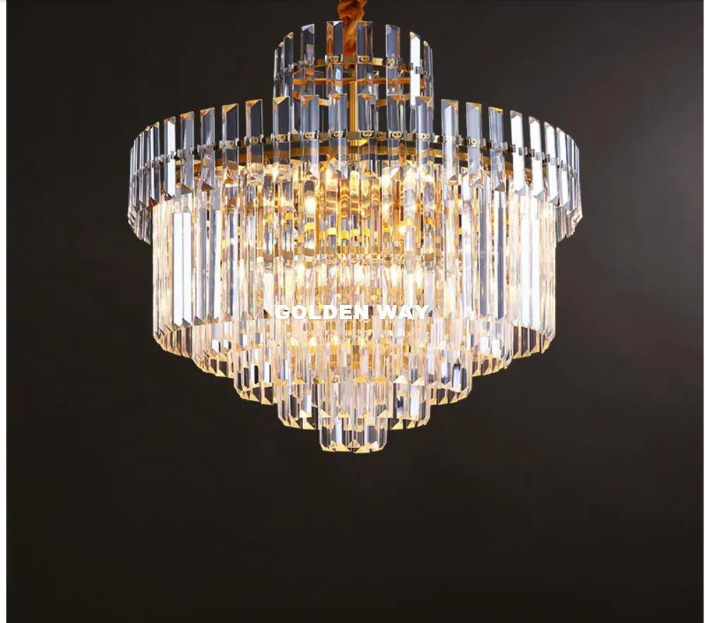[Bronzo] Bronze Crystal Chandelier Golden Pendant