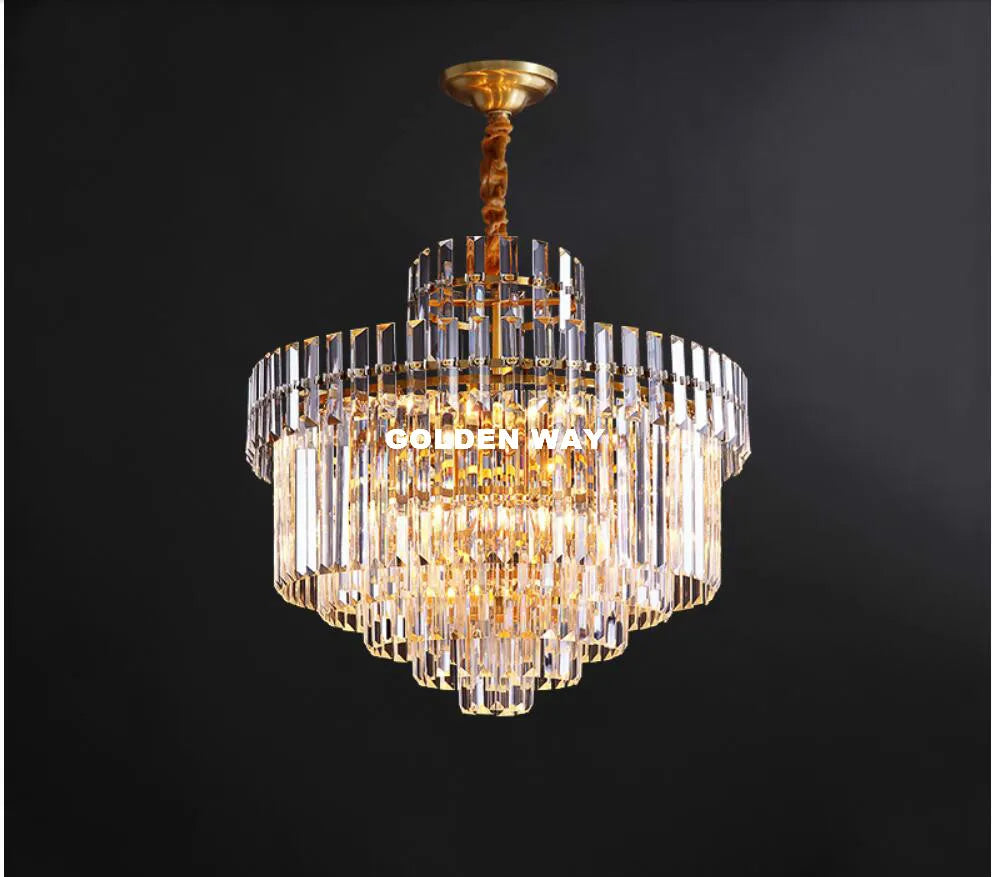 [Bronzo] Bronze Crystal Chandelier Golden Pendant