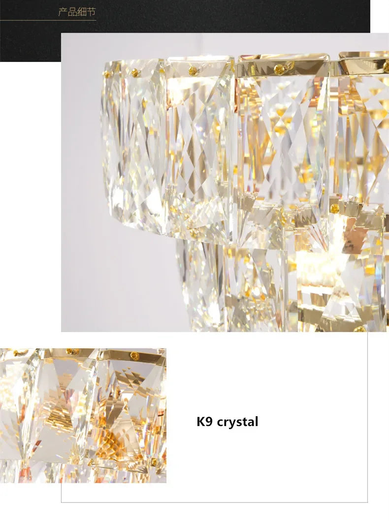 [Aurelia] Gold Crystal Chandelier Modern Lustre