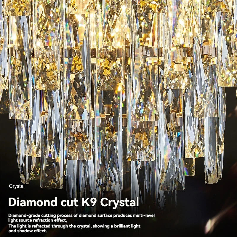 [Opulenza] Gold Crystal Chandelier Luxury