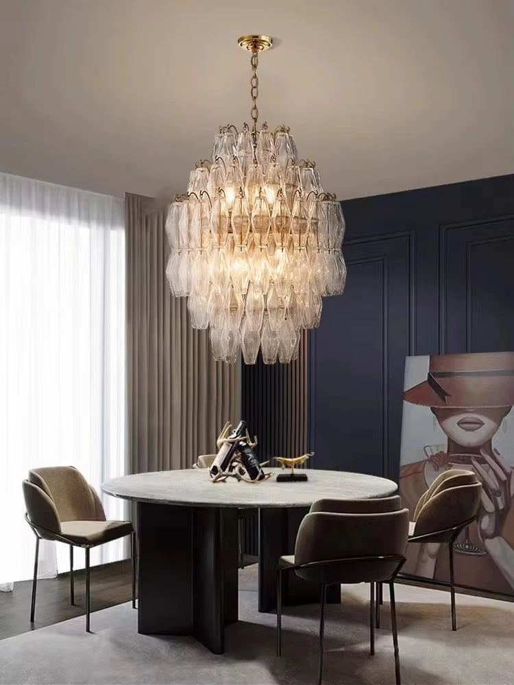 [Rosé] Postmodern Glass Chandelier Pink & Amber