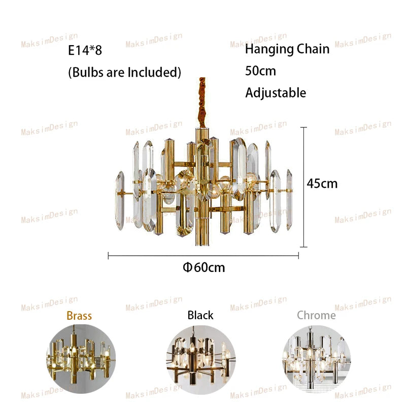 [Plafonnier] Crystal Ceiling Chandelier Brass Modern