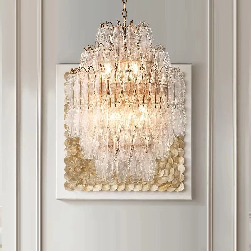 [Rosé] Postmodern Glass Chandelier Pink & Amber