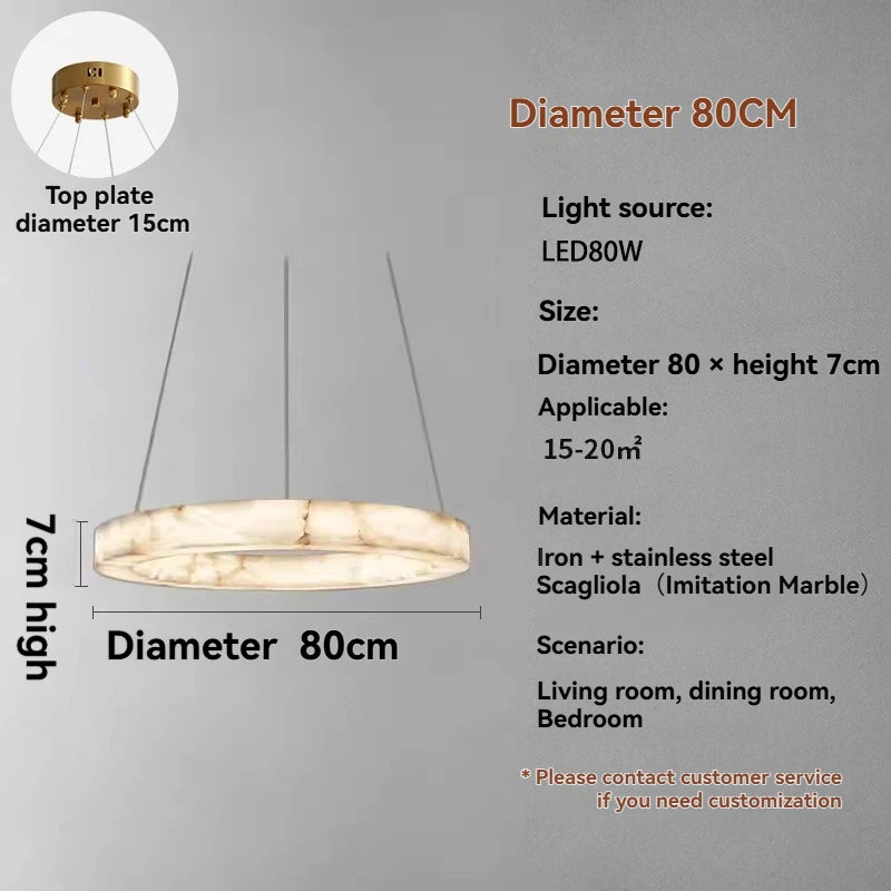 [Pietra] Marble Pendant Light Faux Stone Round