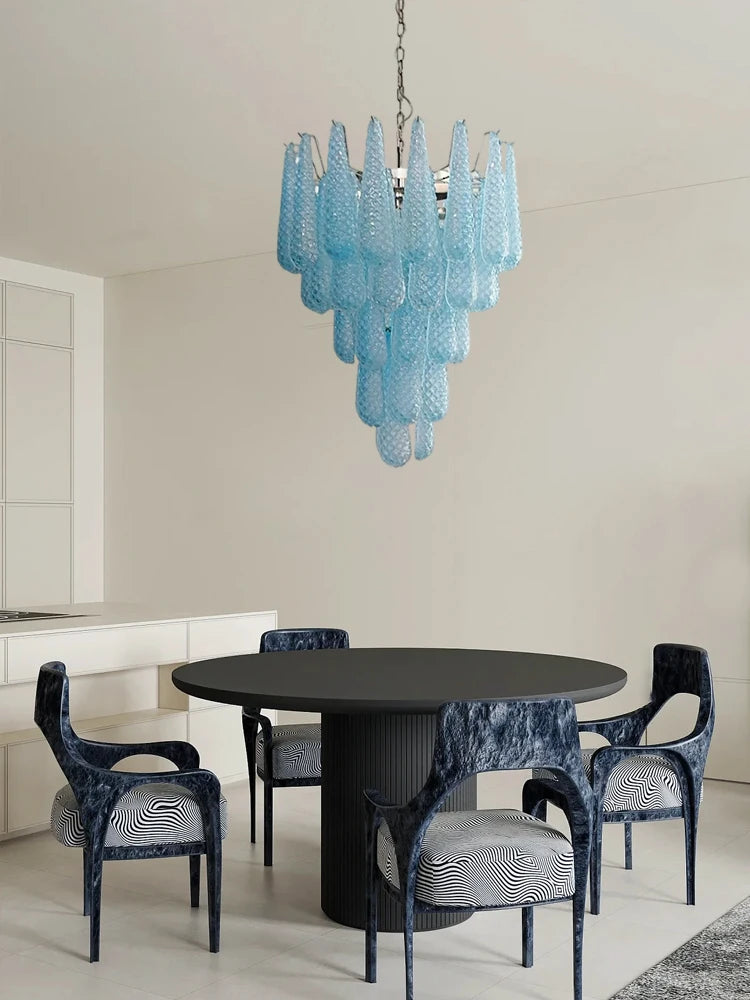 [coloreno] French Glass Chandelier Blue Pink White