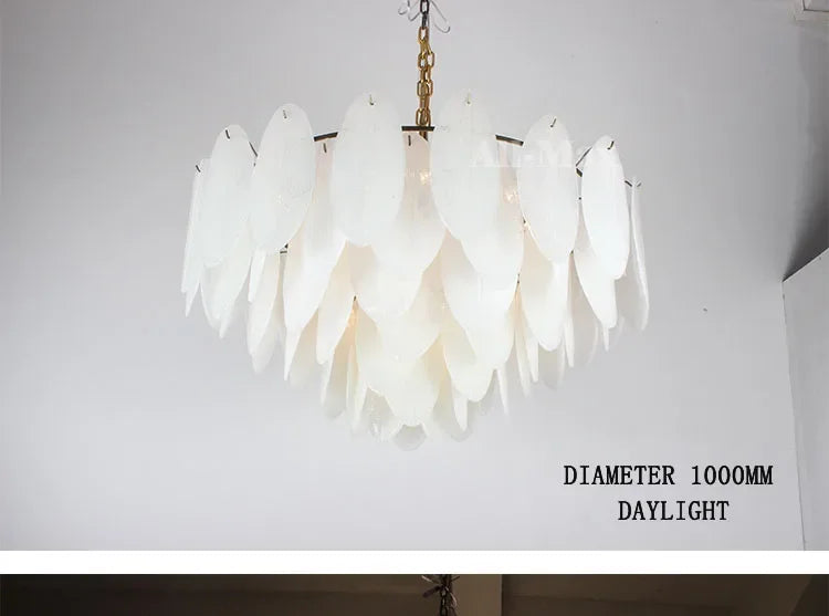 [Foglia] Glass Pendant Chandelier White