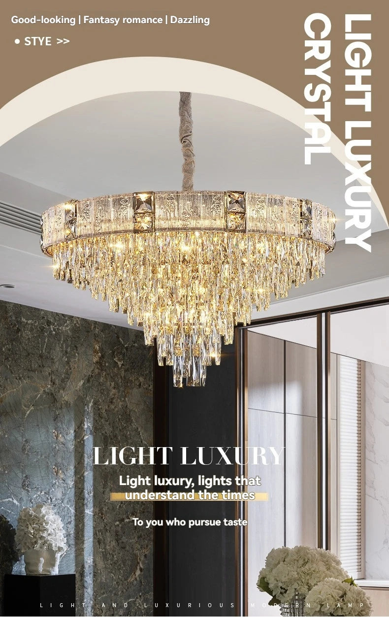 [Opulenza] Gold Crystal Chandelier Luxury
