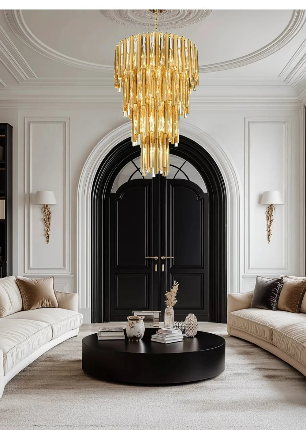 [Scala] Staircase Glass Chandelier Gold Luxury