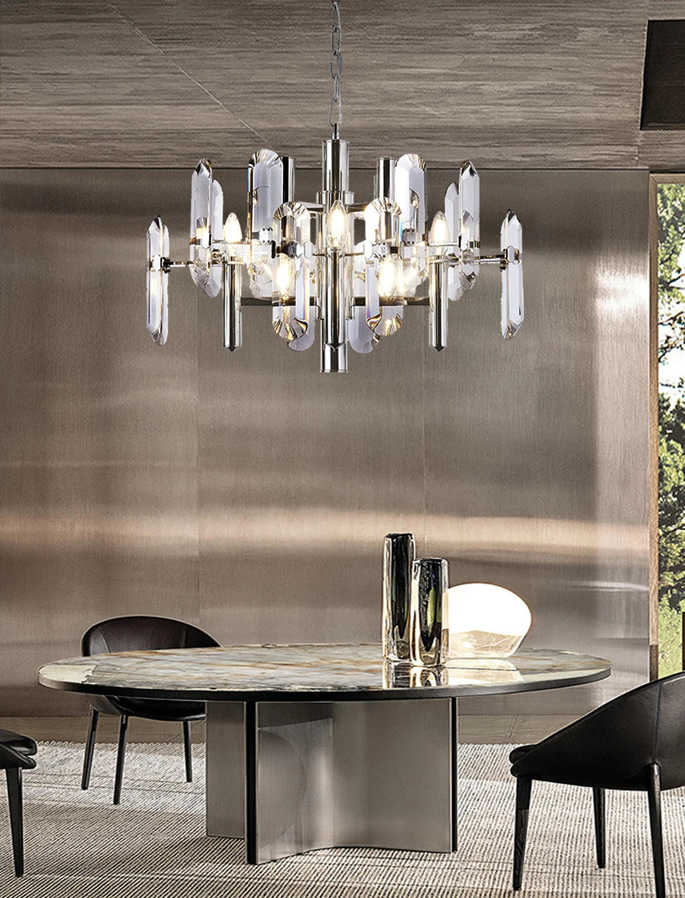 [Plafonnier] Crystal Ceiling Chandelier Brass Modern