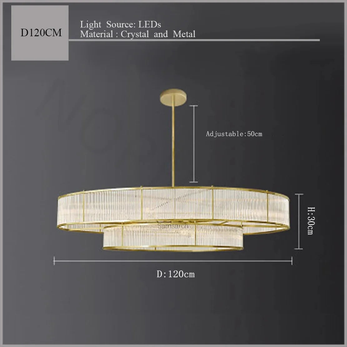 [Radiance] Copper Crystal Chandelier Golden Round