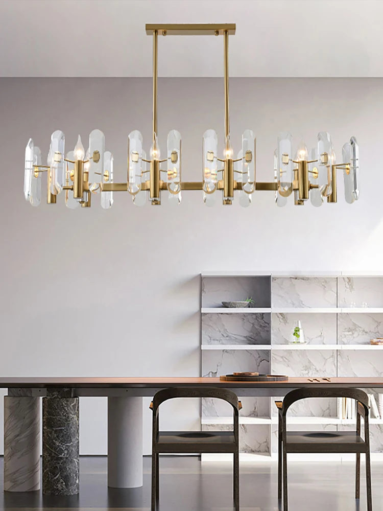 [Plafonnier] Crystal Ceiling Chandelier Brass Modern