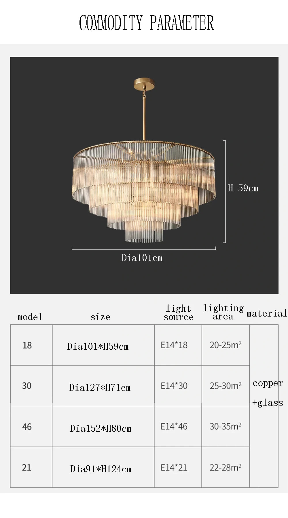 [Nordica] Nordic Luxury Glass Chandelier Gold Bar