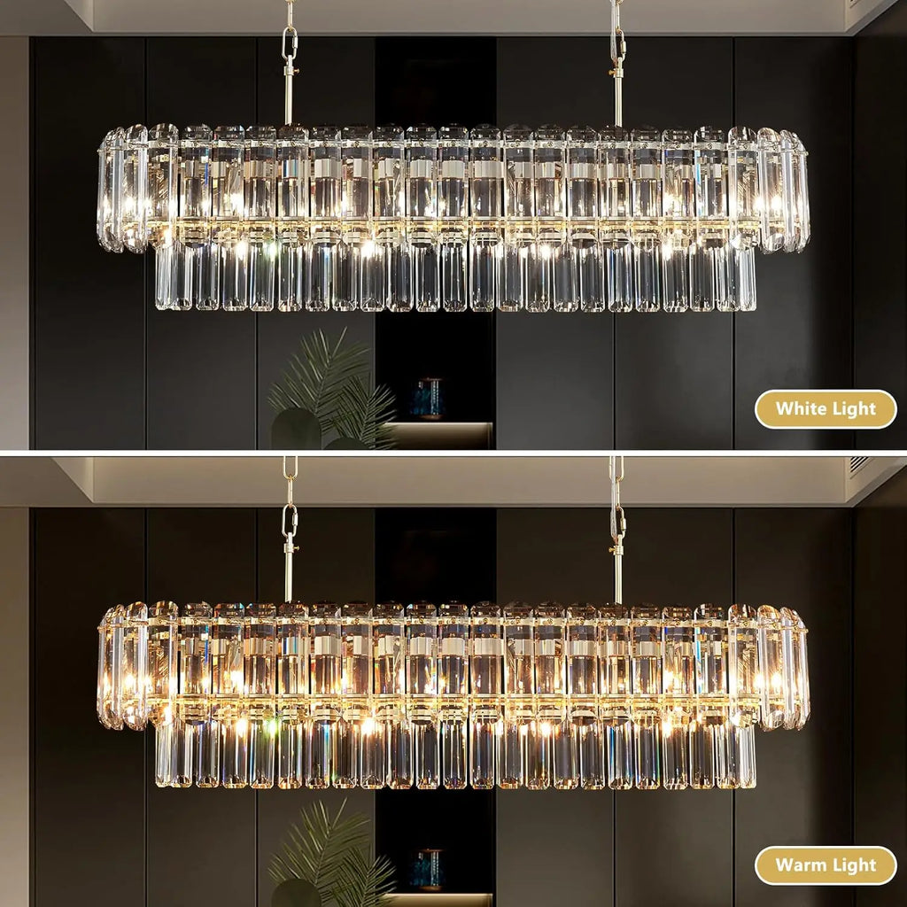 [Rettangolo] Gold Crystal Chandelier Rectangle Luxury