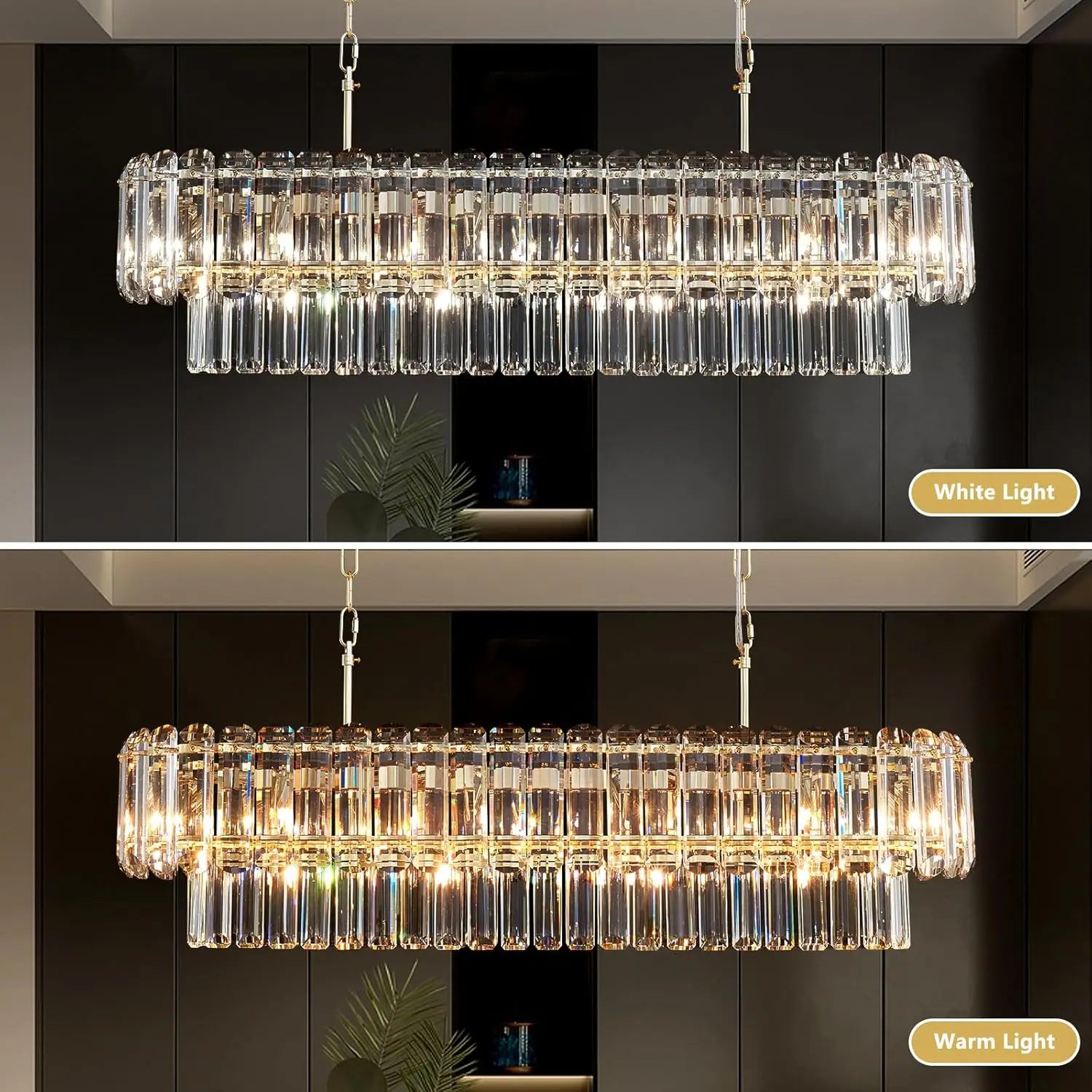 [Rettangolo] Gold Crystal Chandelier Rectangle Luxury