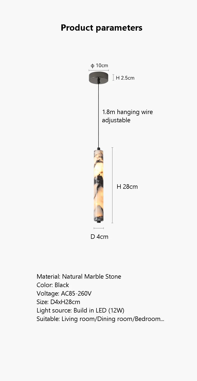 [Cilindro] Marble Cylinder Natural Stone Pendant Luxury