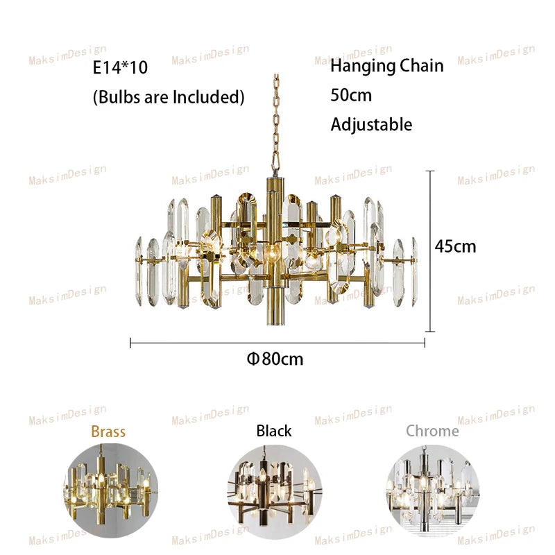 [Plafonnier] Crystal Ceiling Chandelier Brass Modern