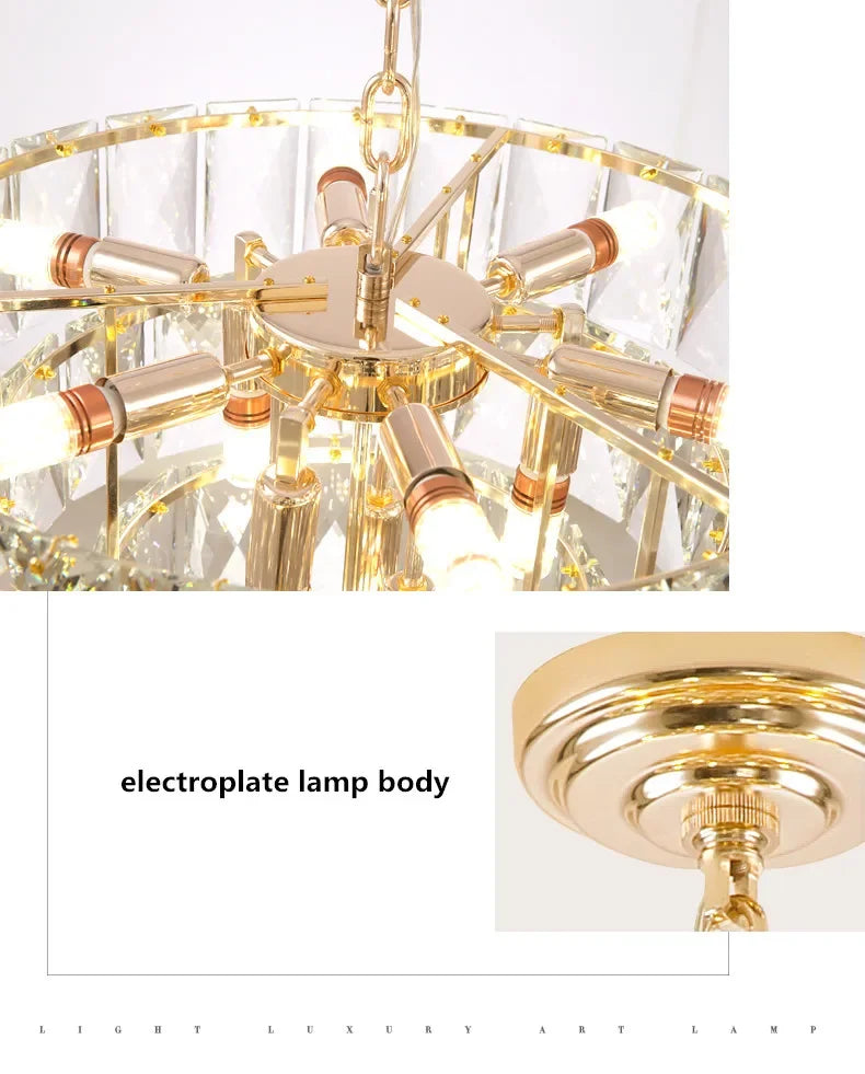 [Aurelia] Gold Crystal Chandelier Modern Lustre