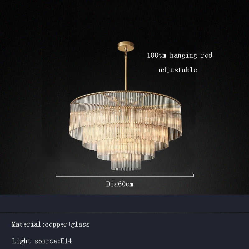 [Nordica] Nordic Luxury Glass Chandelier Gold Bar
