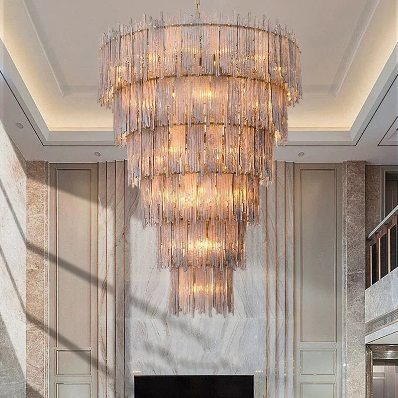 [Liberty] American Glass Chandelier Stainless Steel LED