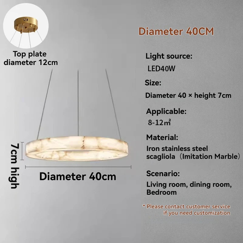 [Pietra] Marble Pendant Light Faux Stone Round