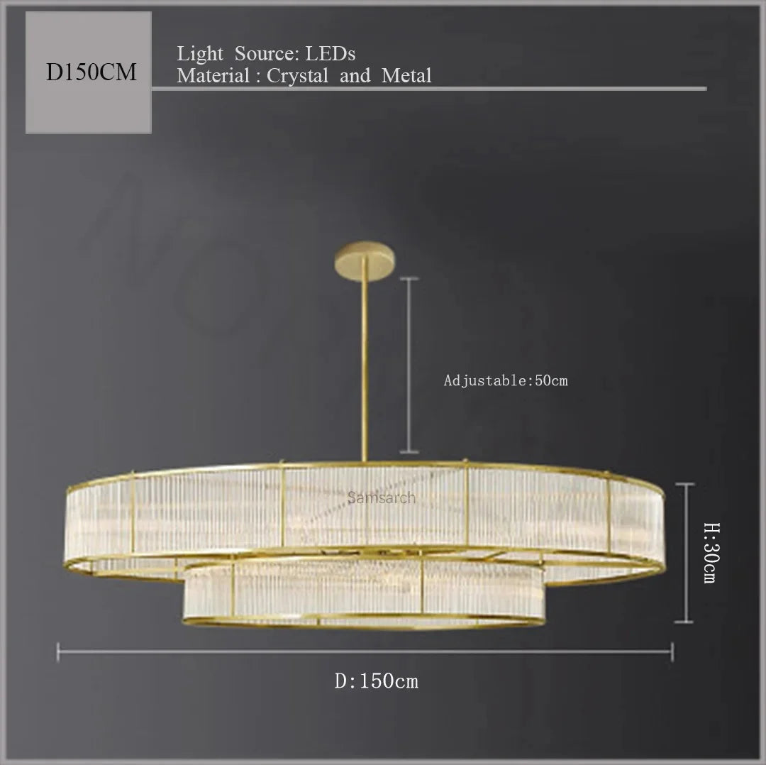 [Radiance] Copper Crystal Chandelier Golden Round