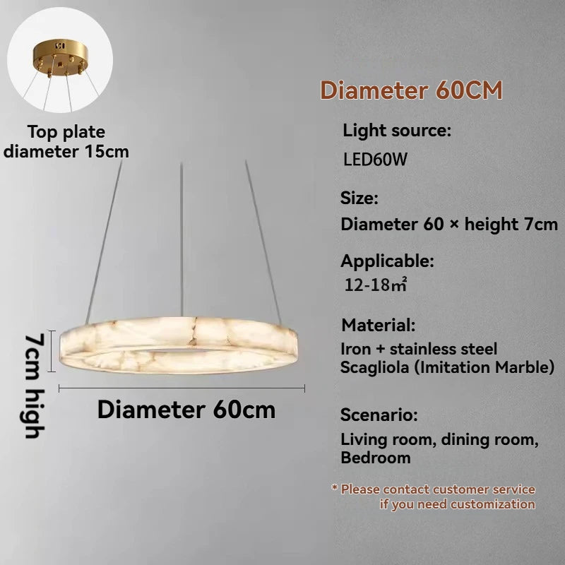 [Pietra] Marble Pendant Light Faux Stone Round