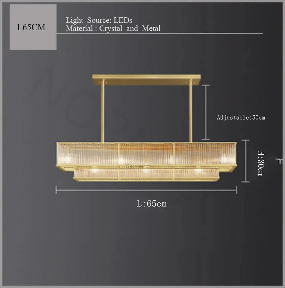 [Radiance] Copper Crystal Chandelier Golden Round