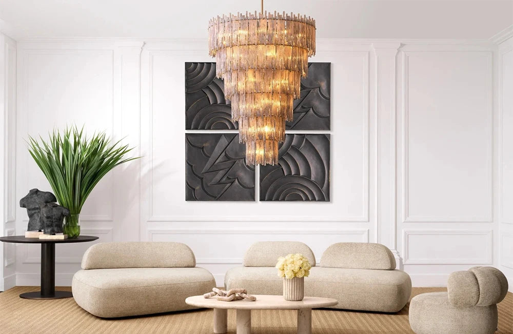 [Liberty] American Glass Chandelier Stainless Steel LED