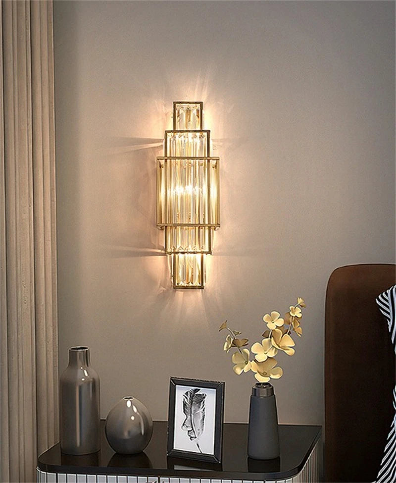 [Geometria] Geometric Crystal Wall Lamp Luxury Glass