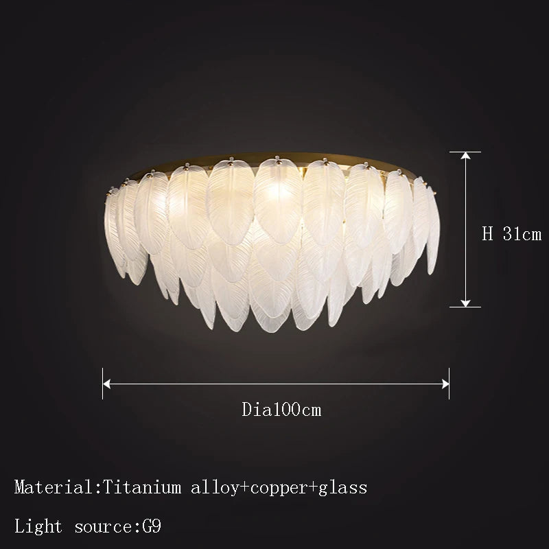 [Blanche] Glass Ceiling Chandelier White French