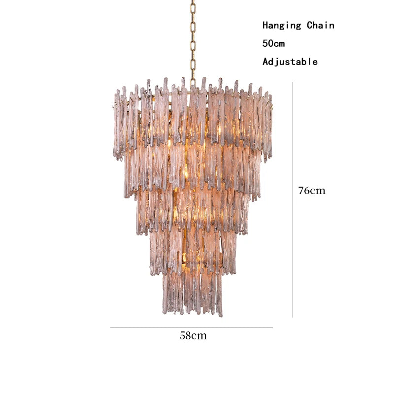 [Liberty] American Glass Chandelier Stainless Steel LED