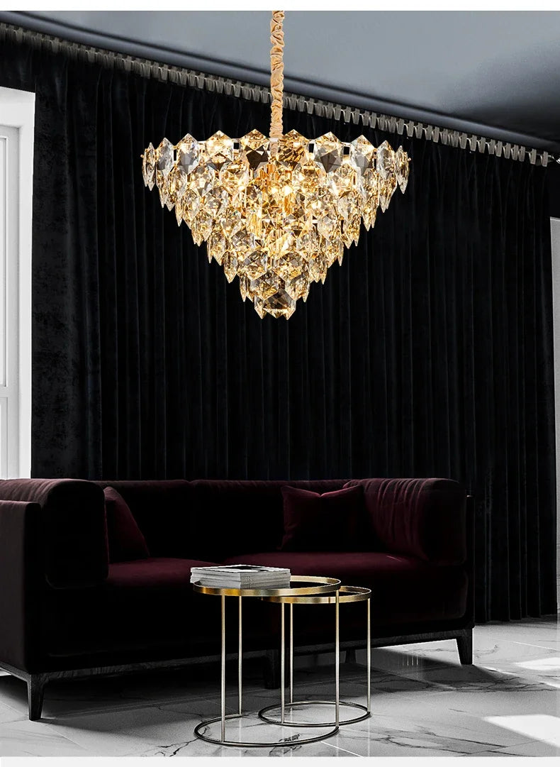[Luminaire] Vintage Crystal LED Chandelier Gold Luxury