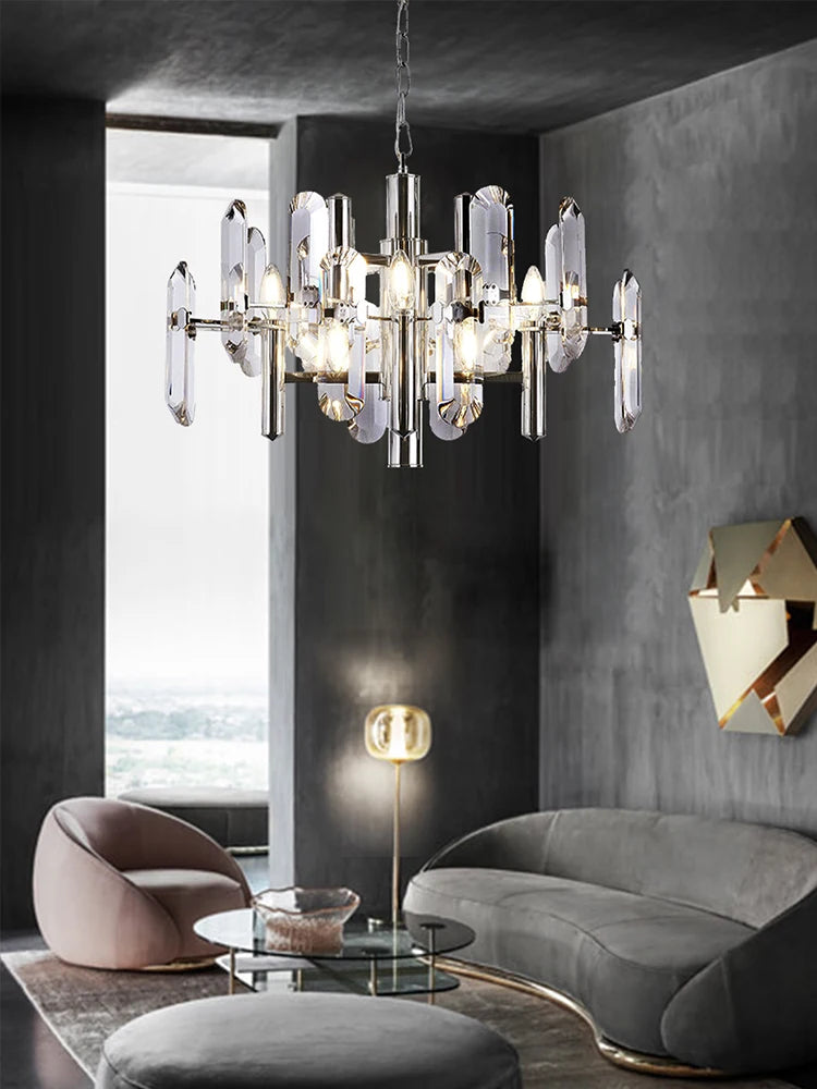 [Plafonnier] Crystal Ceiling Chandelier Brass Modern