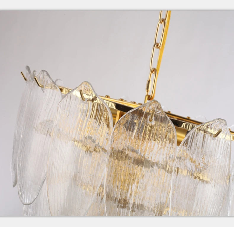 [Luminaria] Art Deco Pendant Gold Metal Glass