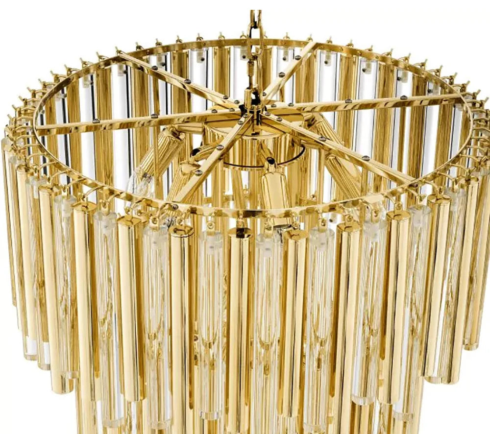 [Scala] Staircase Glass Chandelier Gold Luxury