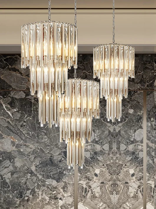 [Scala] Staircase Glass Chandelier Gold Luxury