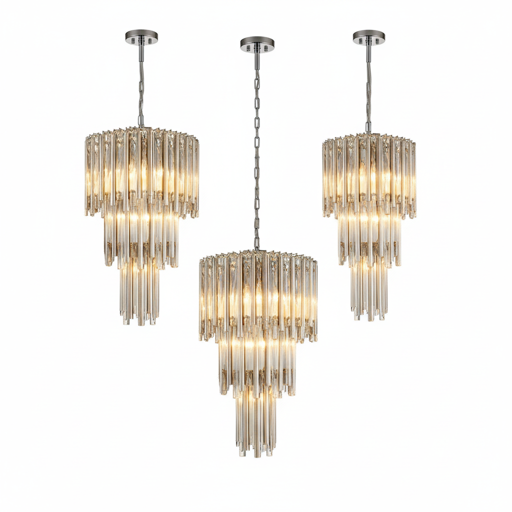 [Scala] Staircase Glass Chandelier Gold Luxury