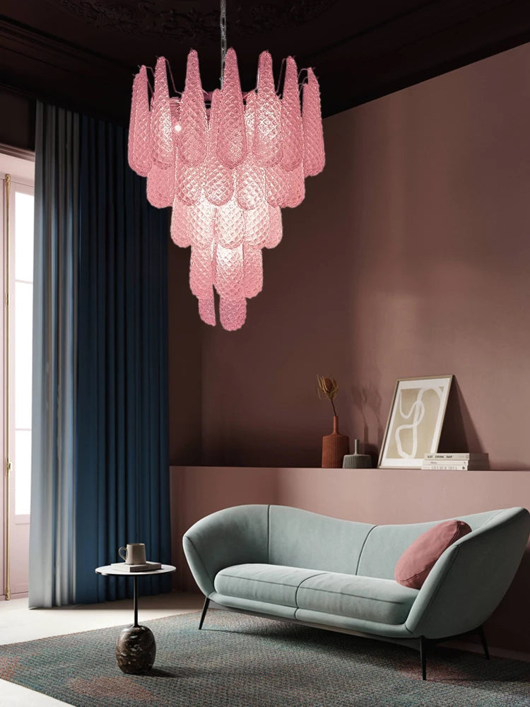 [coloreno] French Glass Chandelier Blue Pink White