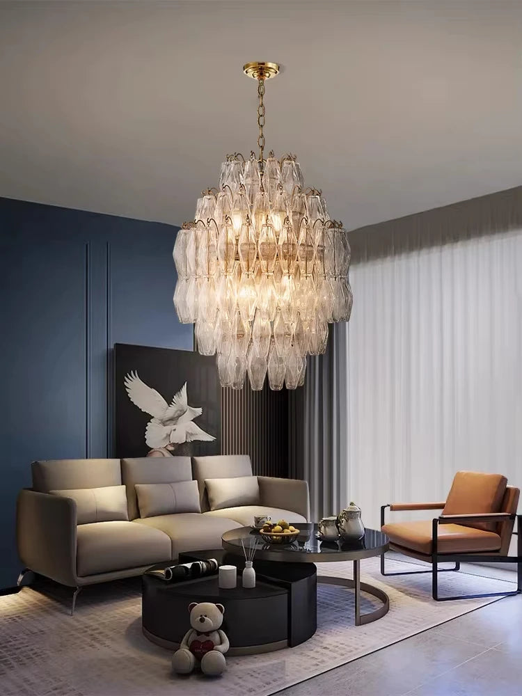 [Rosé] Postmodern Glass Chandelier Pink & Amber