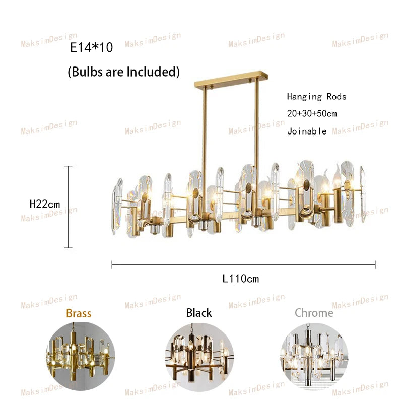 [Plafonnier] Crystal Ceiling Chandelier Brass Modern