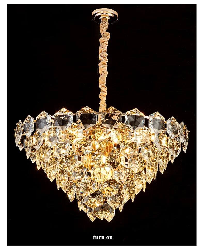 [Luminaire] Vintage Crystal LED Chandelier Gold Luxury