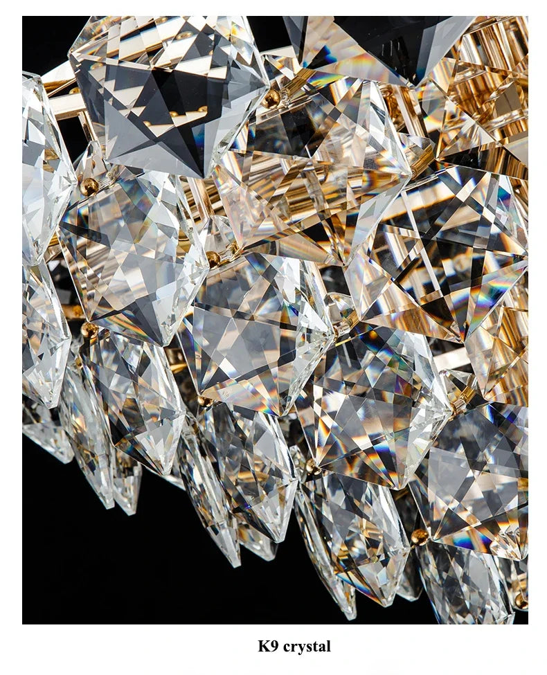 [Luminaire] Vintage Crystal LED Chandelier Gold Luxury