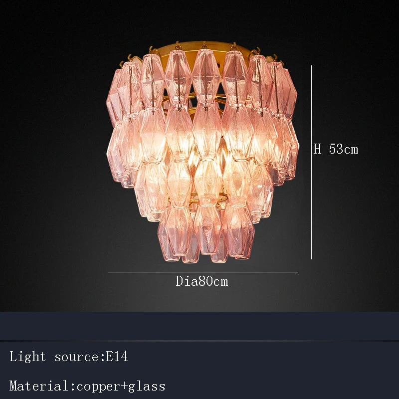 [Rosé] Postmodern Glass Chandelier Pink & Amber