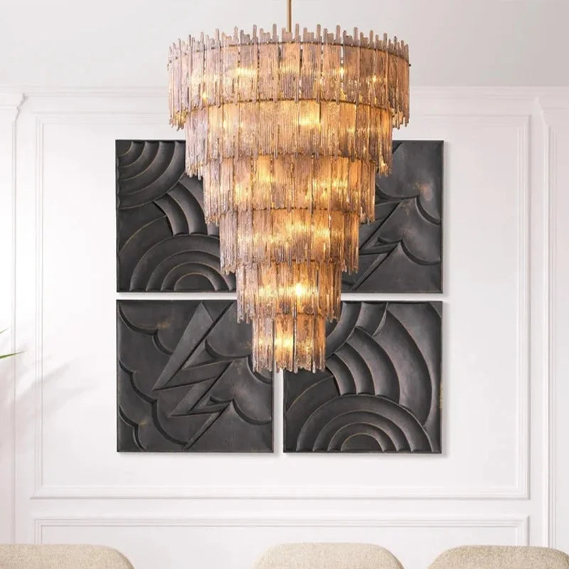 [Liberty] American Glass Chandelier Stainless Steel LED