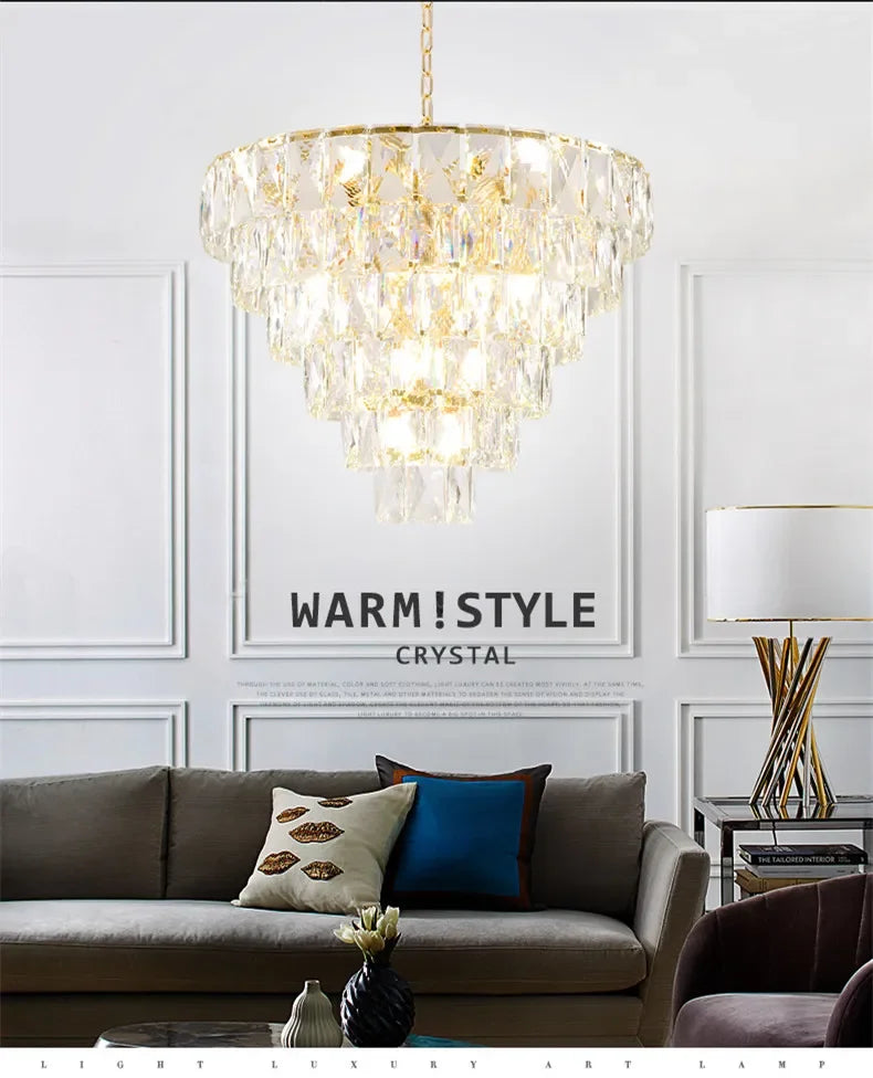 [Aurelia] Gold Crystal Chandelier Modern Lustre