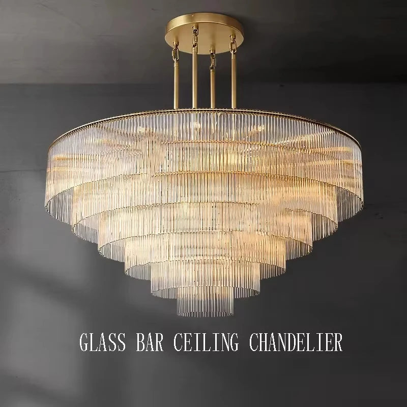 [Nordica] Nordic Luxury Glass Chandelier Gold Bar