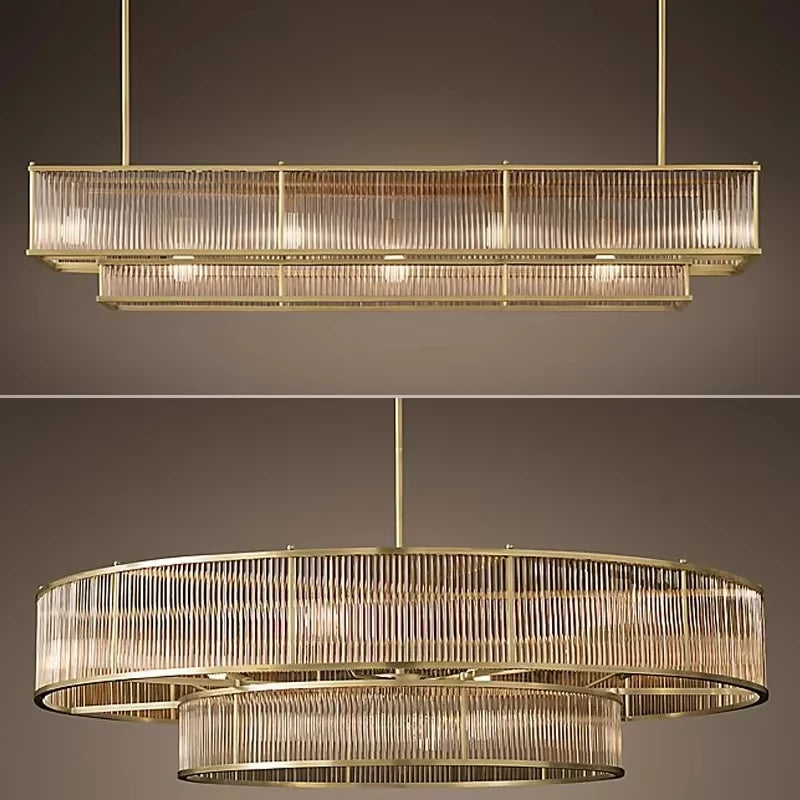 [Radiance] Copper Crystal Chandelier Golden Round