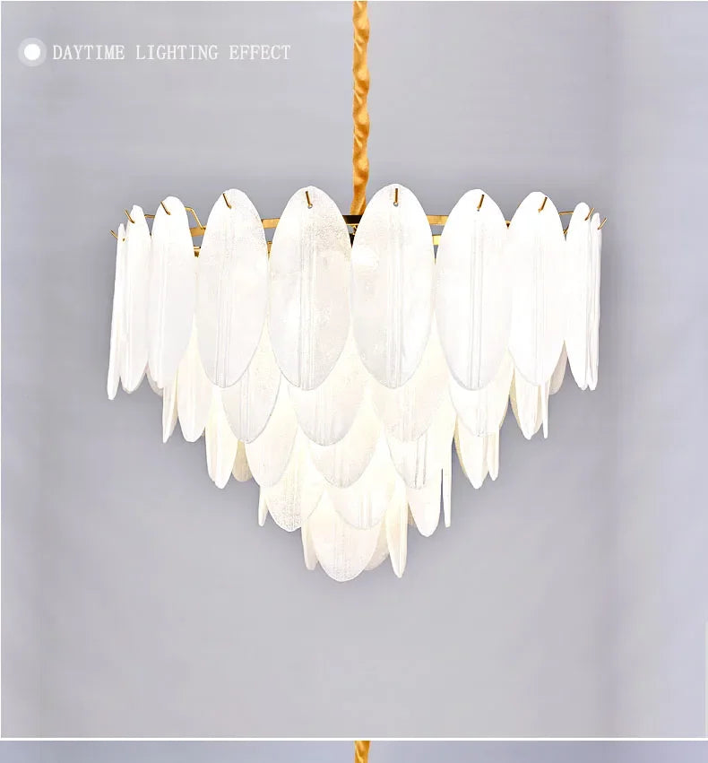 [Foglia] Glass Pendant Chandelier White