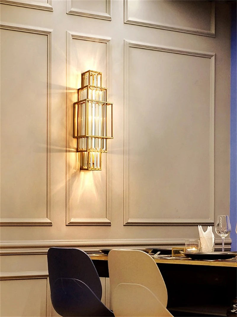 [Geometria] Geometric Crystal Wall Lamp Luxury Glass